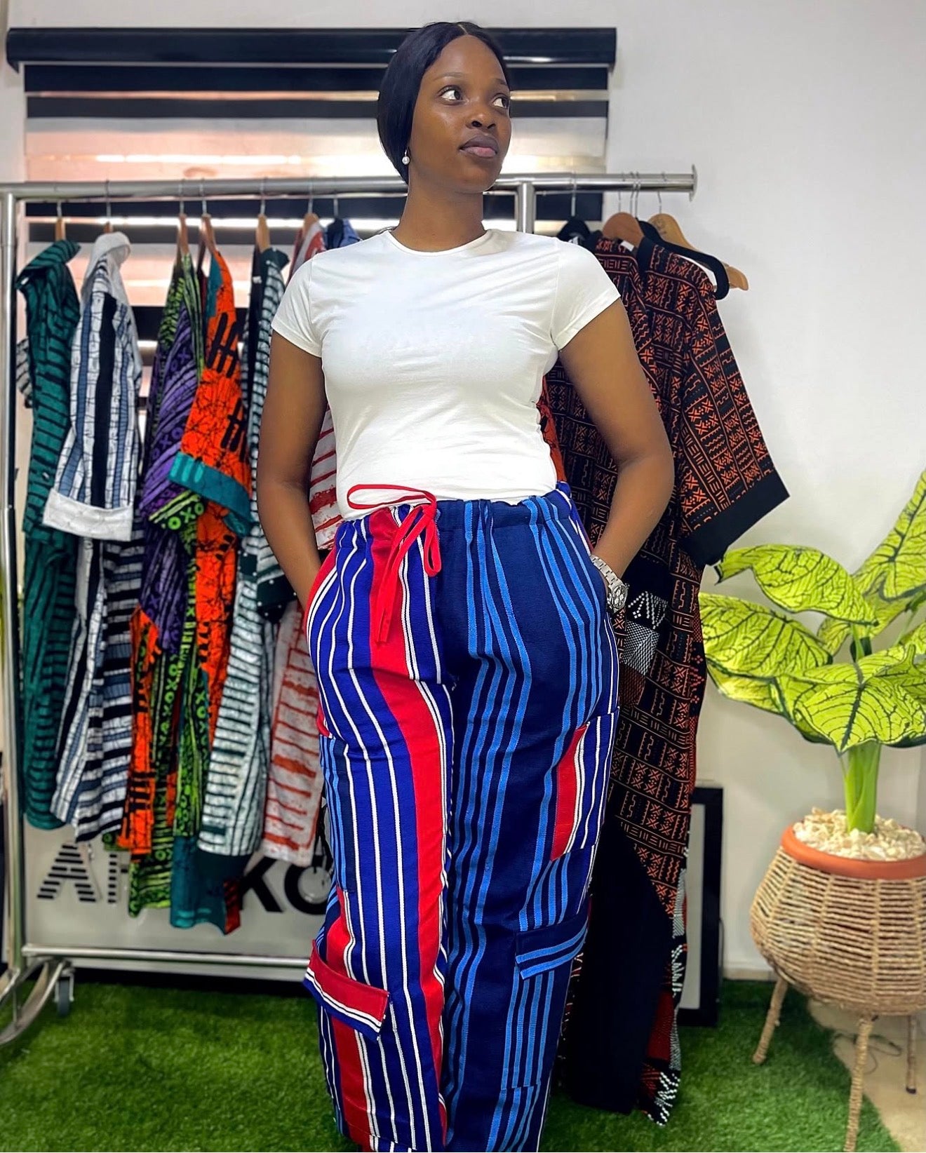 Aso oke pant- Stripe