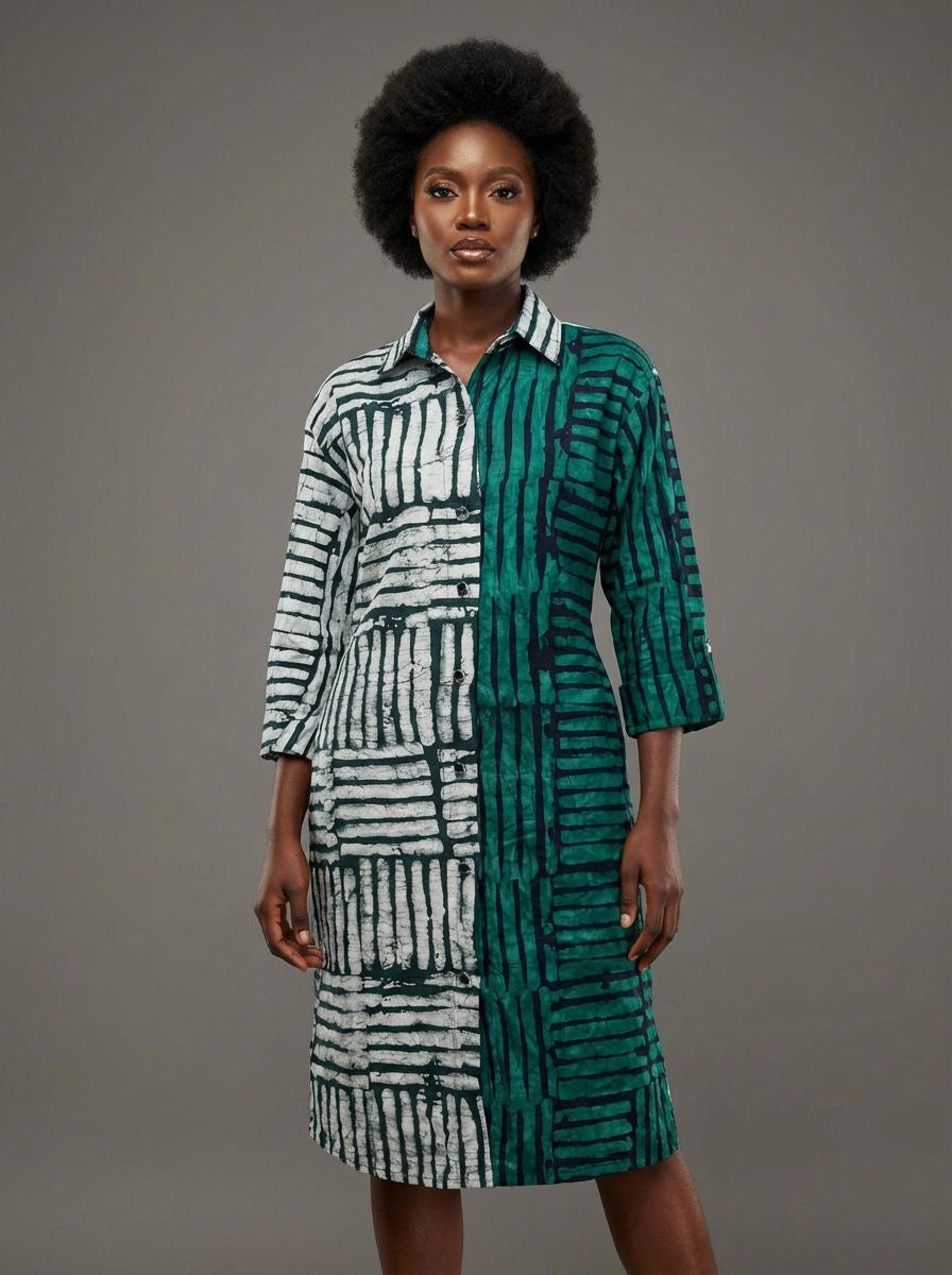 Green and White Wande dress