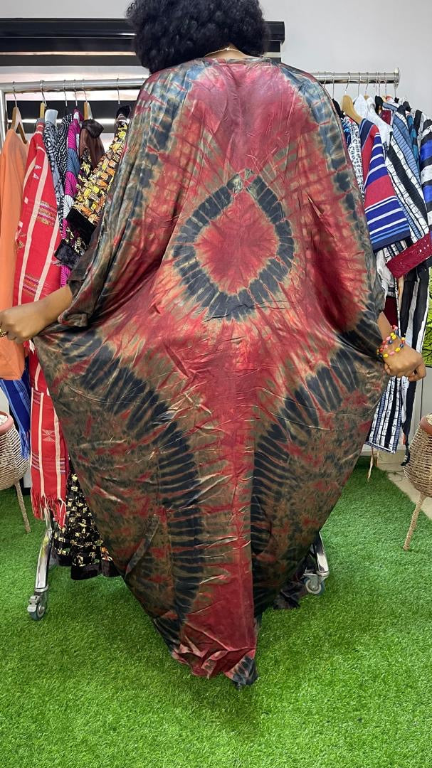 Zahra Adire Silk gown-Brown